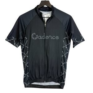 NWT Cadence Mens Cycling Race SS Jersey Full Zip Black Shirt - L